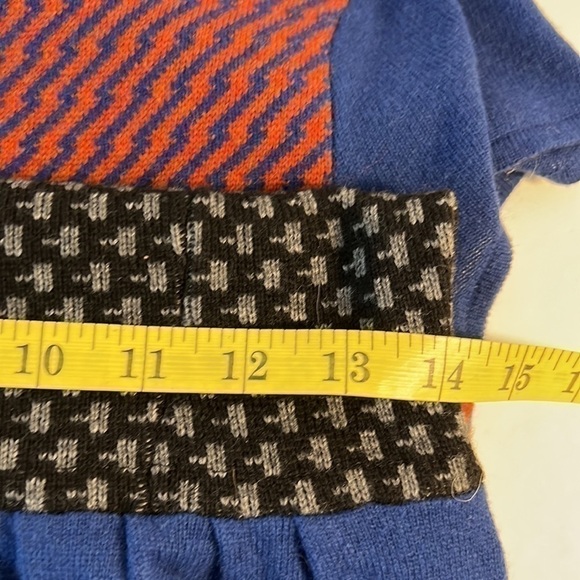 Anthropologie Sparrow Cashmere Blend Dress Blue/ Orange/ Gray Fit & Flare  XS - Picture 9 of 11
